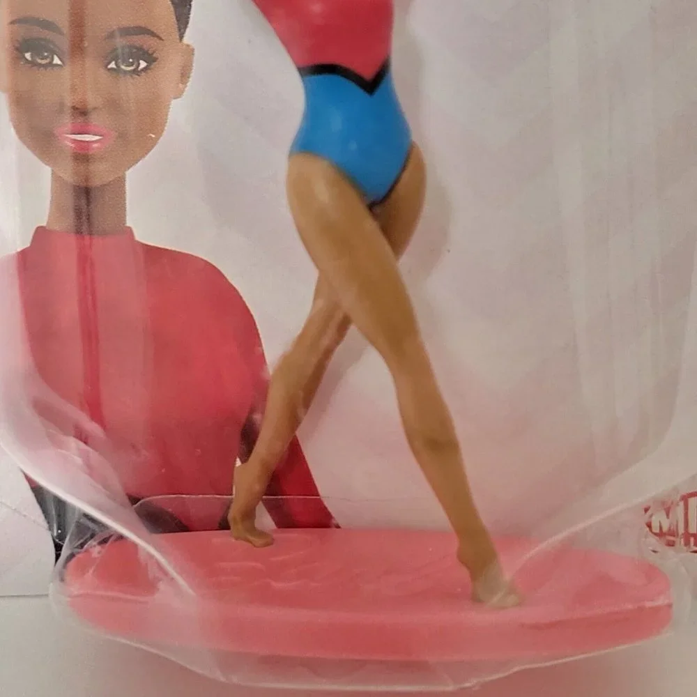 Micro Barbie African American Set of 6 Gymnast Cheerleader 3” Cupcake Topper Fig